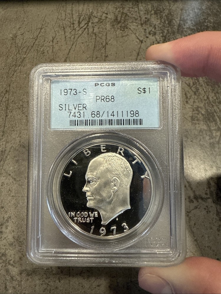 1973-S Eisenhower Ike Dollar Silver PCGS PR68 OGH