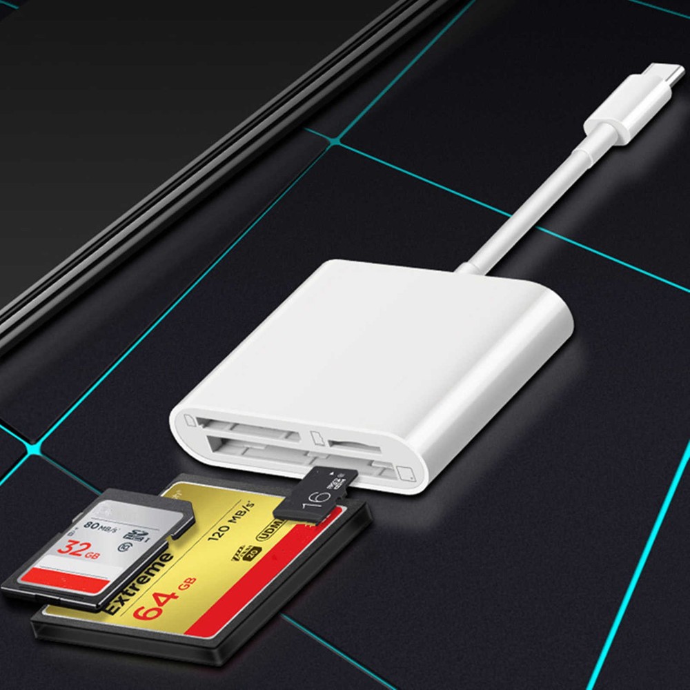 USB C Card Reader Adapter for CF SD TF Memory Cards Compatible with iPad Mac