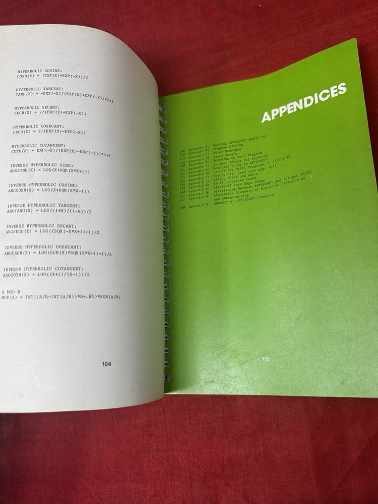 Applesoft II Basic Programming Reference Manual VTG 1978 w/ Foldout Spiral Book