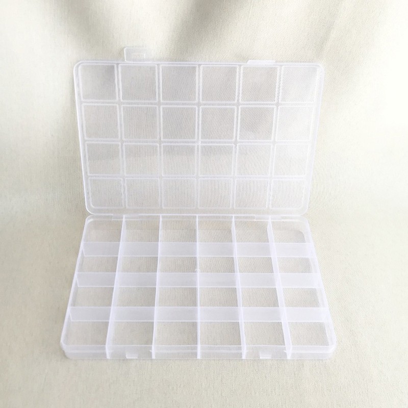 Practical 24 Grid Compartment Plastic Transparent Jewelry Earring Storage Box