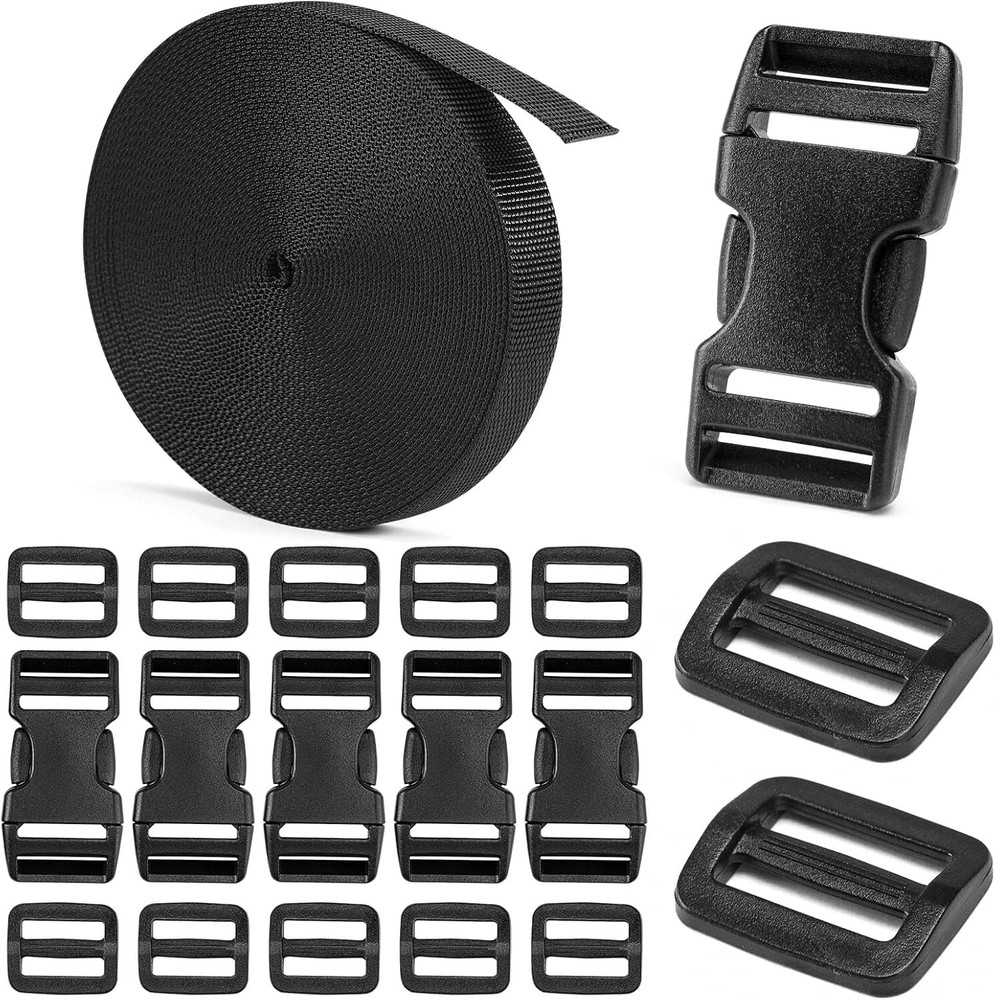 Versatile 3/4" Nylon Buckles & Straps - 6 Yard Set with Quick Release Clips