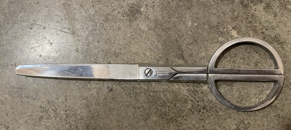 Chrome Half Moon Handle Scissors With Floral Design Leather Case