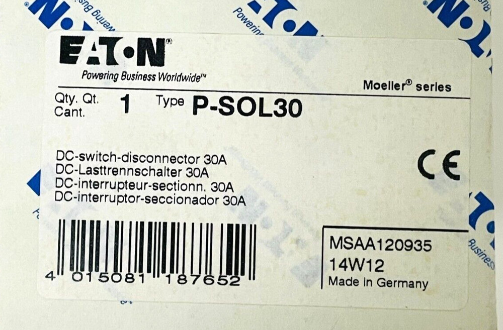 EATON MOELLER P-SOL30 Switch Disconnector