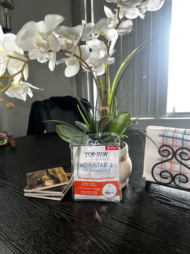 🐶Top Paw Muzzle Adjustable Mesh Muzzle Size X-Small 7-12 lbs Nose 4inches 🐶