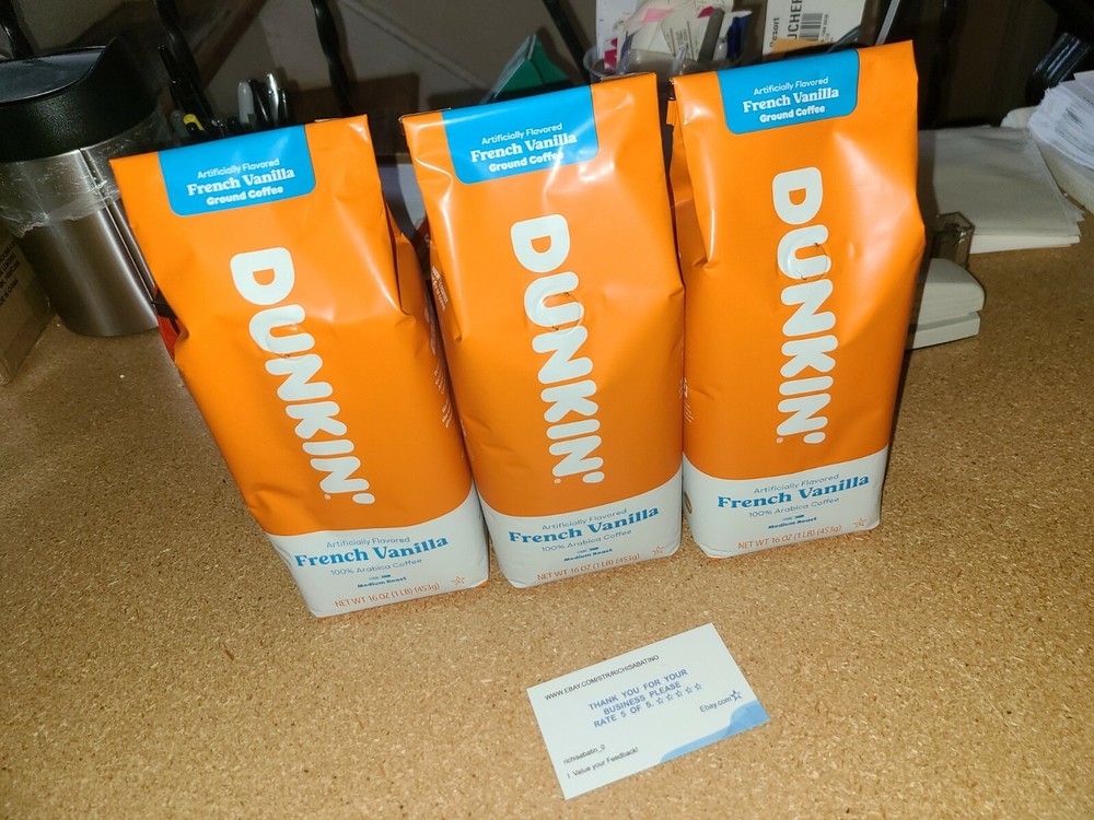 Dunkin Donuts Three Pounds Ground French Vanilla Blend Coffee (GROUND) Medium