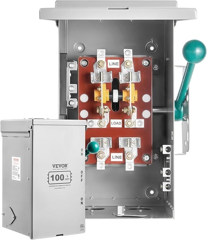 100A Generator Transfer Switch, 24000W Manual Transfer Switch, Heavy Duty Double