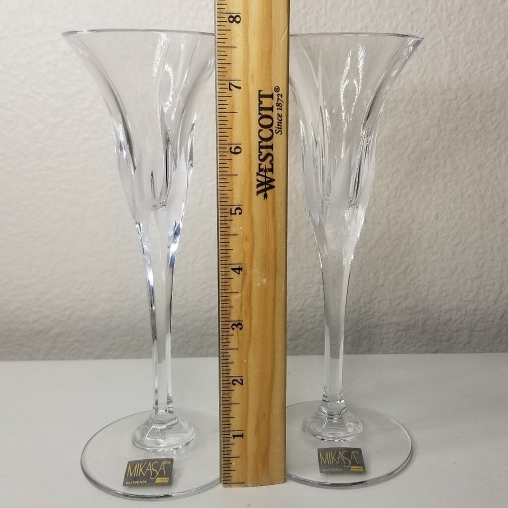 Mikasa Crystal Flame D'Amore Candlestick Holders 7.75"