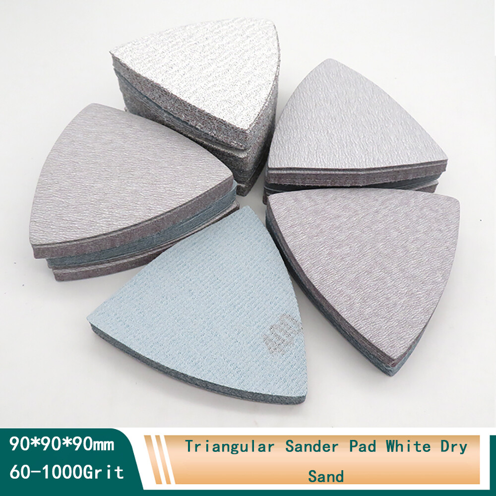 60-1000Grit 90*90*90mm Mouse Sanding Sheets Triangular Sander Pad White Dry Sand