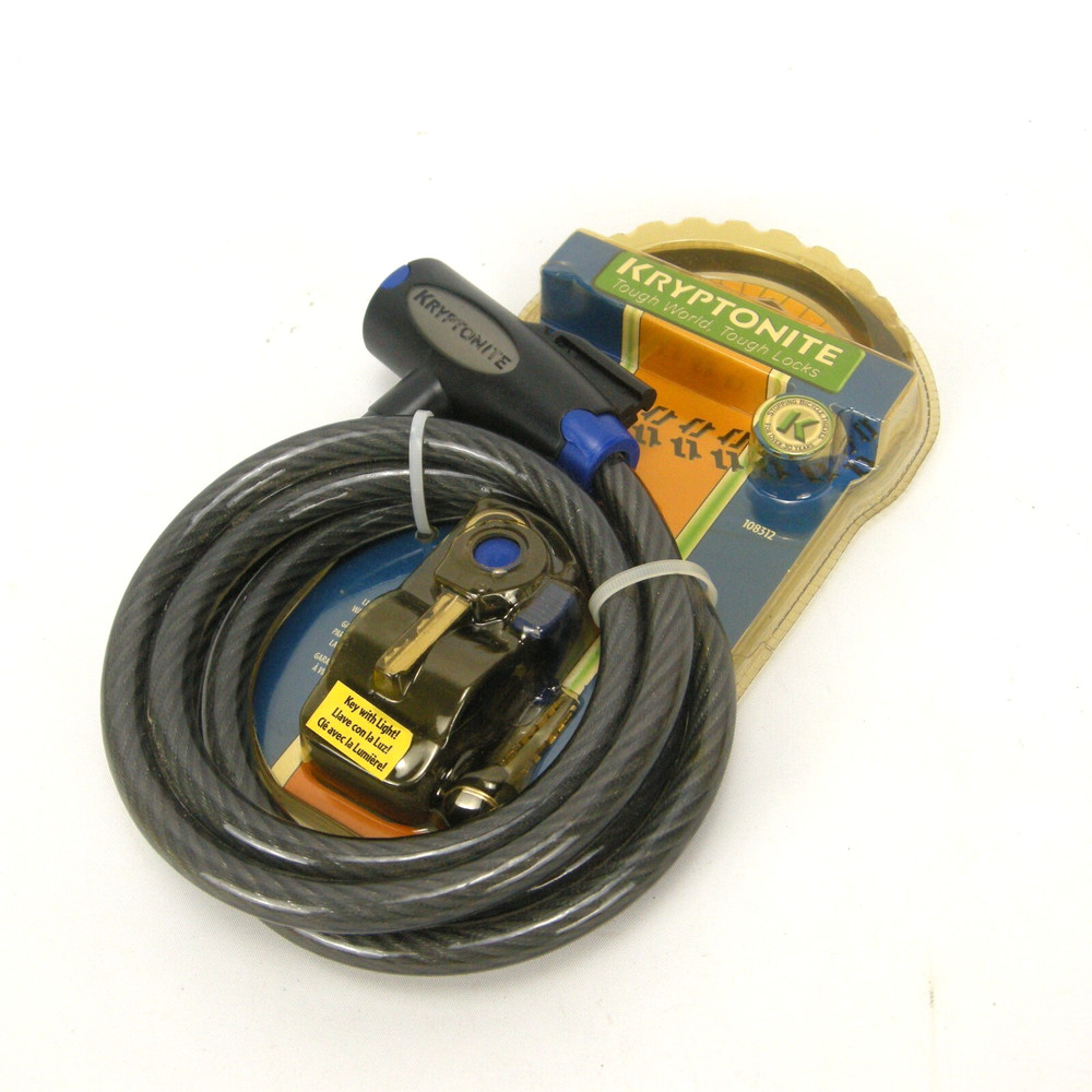 Kryptonite 5' x 12mm Key Cable Bicycle Lock w Light NOS