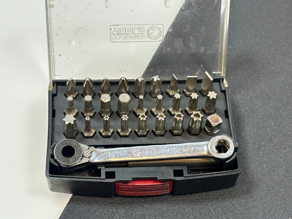 Matco Tools 29pc Micro Low Profile Ratcheting Fine Tooth Hex Bit Set, RBS0808