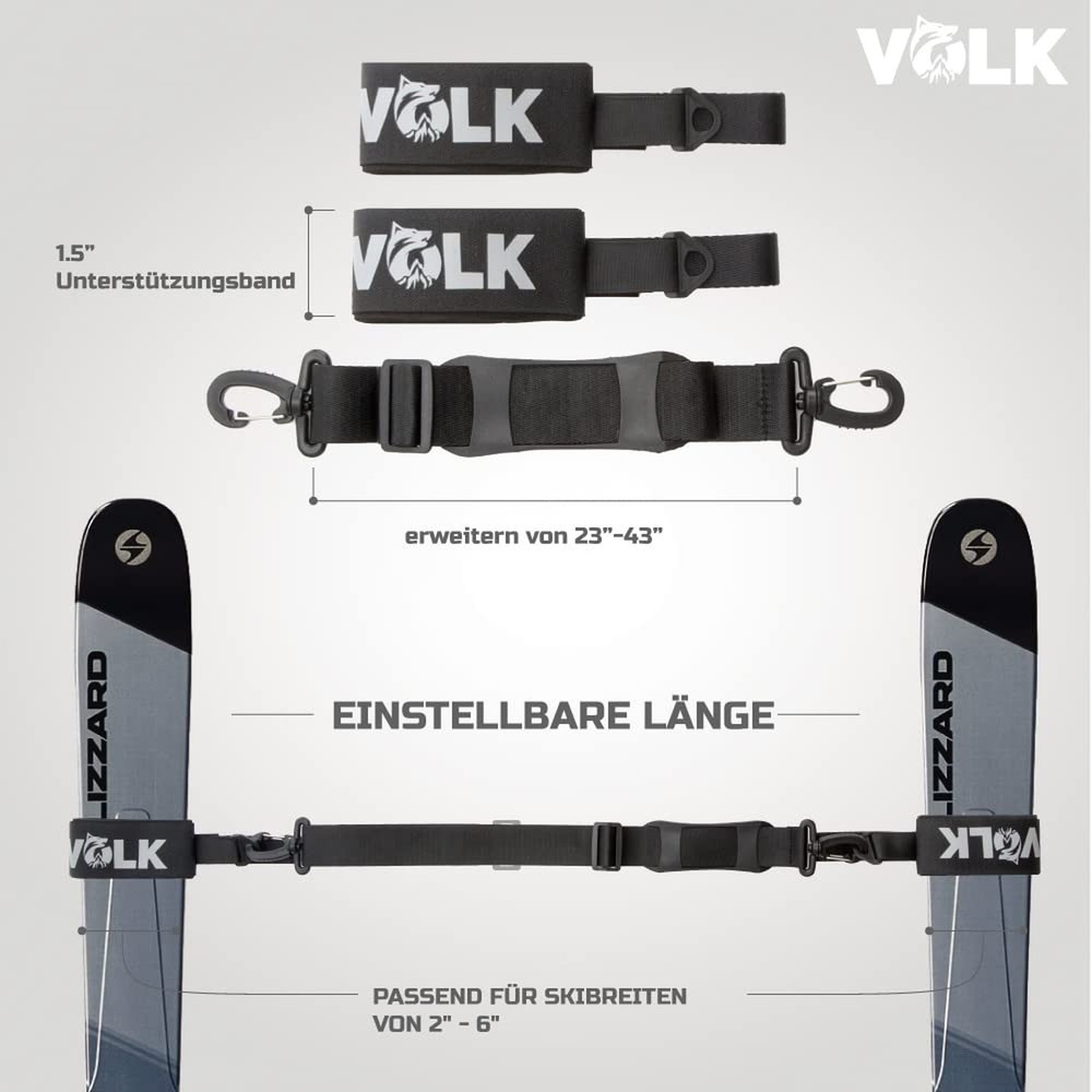 Volk Ski Strap and Pole Carrier - 2 Sets per Pack - Skiing Accessory for Easy...