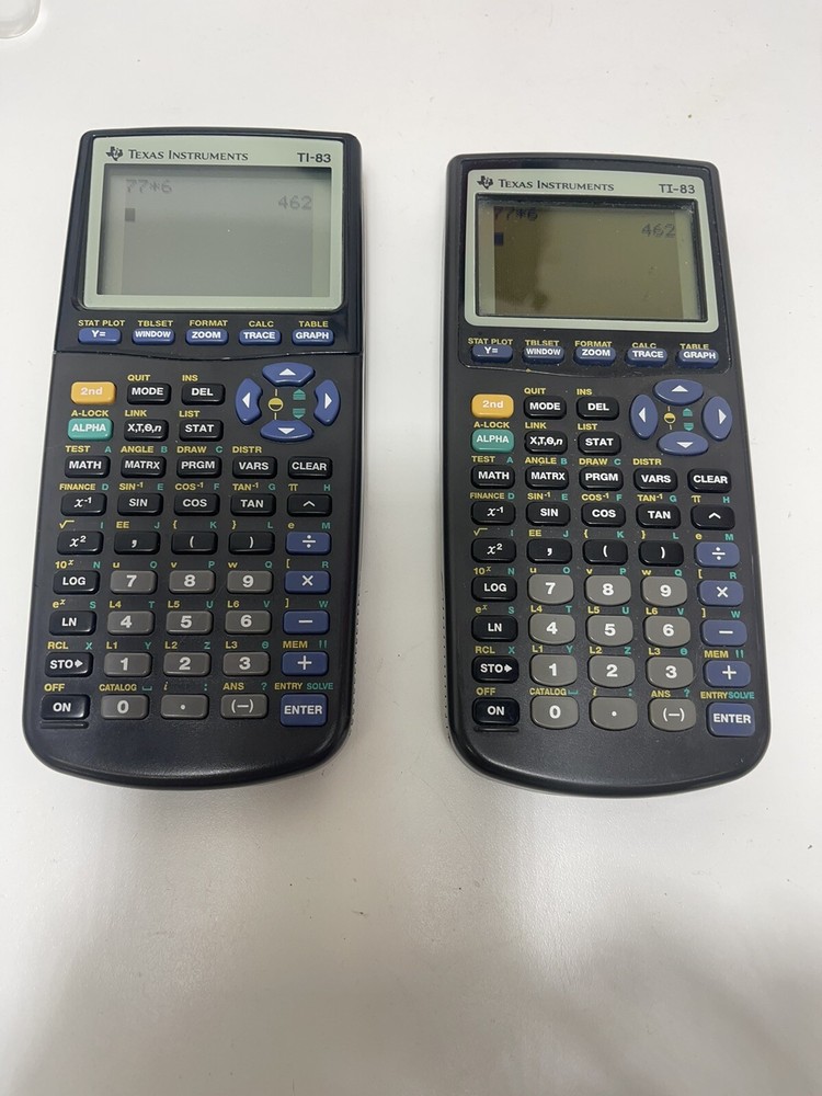 2 Texas Instruments TI-83  Graphing Calculators With Covers