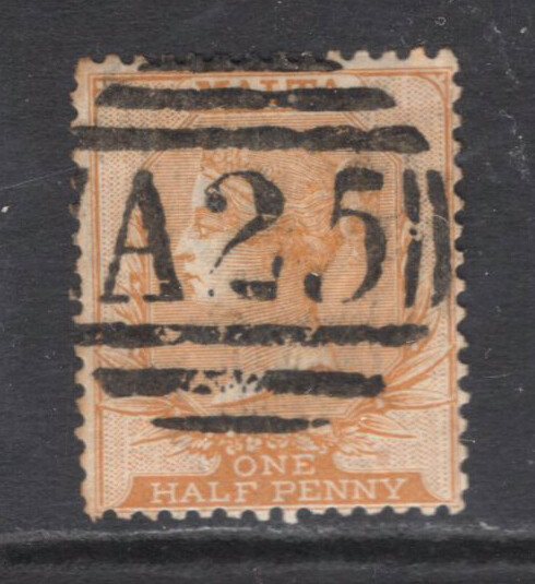 M15218 Malta 1872 SG8 - 1/2d orange buff.