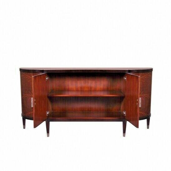 Mahogany Deco Style Buffet with Black Lacquer Top