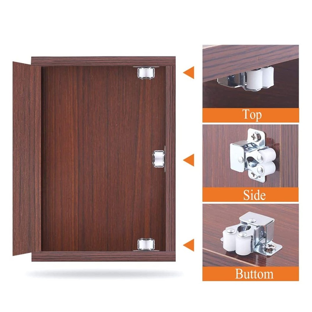 10 Pack Double Roller Catch Cabinet Latches with Spear Strike for Cupboard Cl...