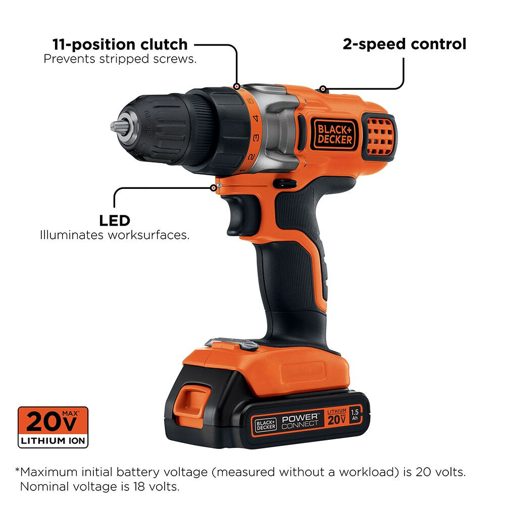 BLACK+DECKER 20V MAX* Cordless Drill/Driver Variable Speed - LDX220C