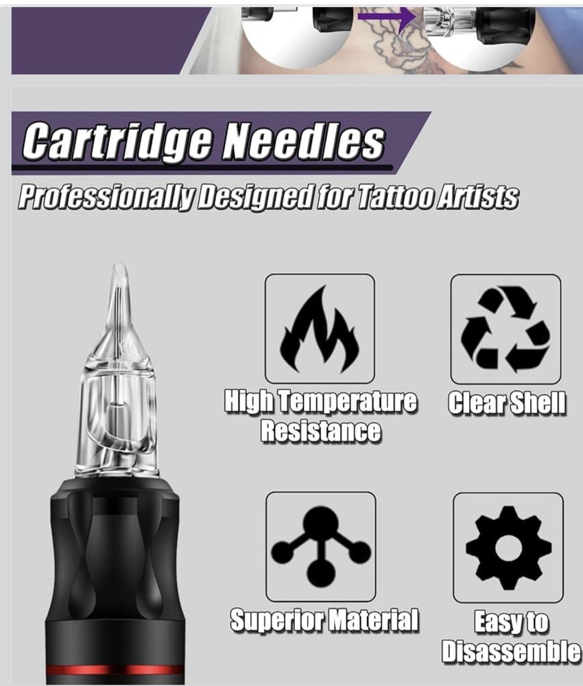 Tattoo Needle Cartridges - 100 Assorted Round Liner & Shader Needles