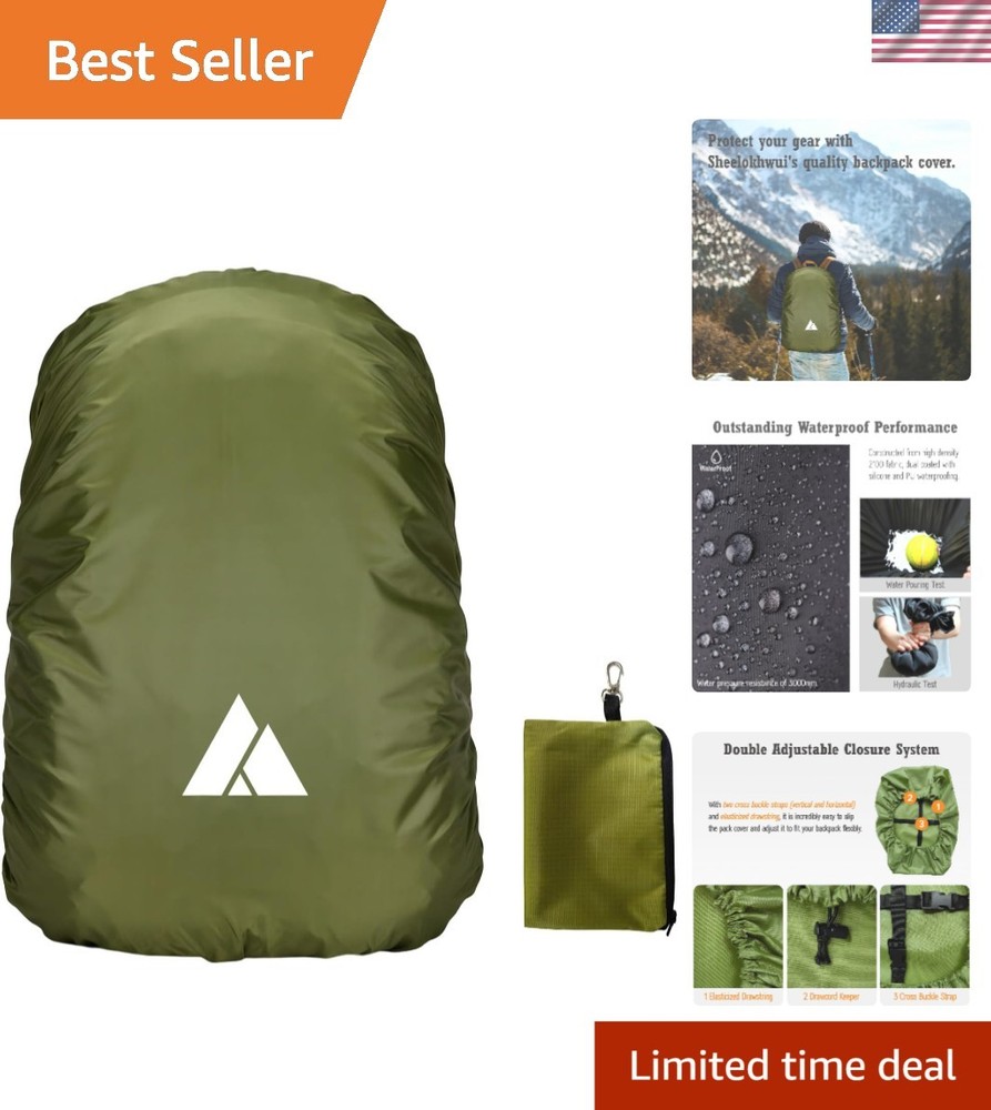 Durable 15-90L Backpack Rain Cover - Lightweight with Adjustable Closure System