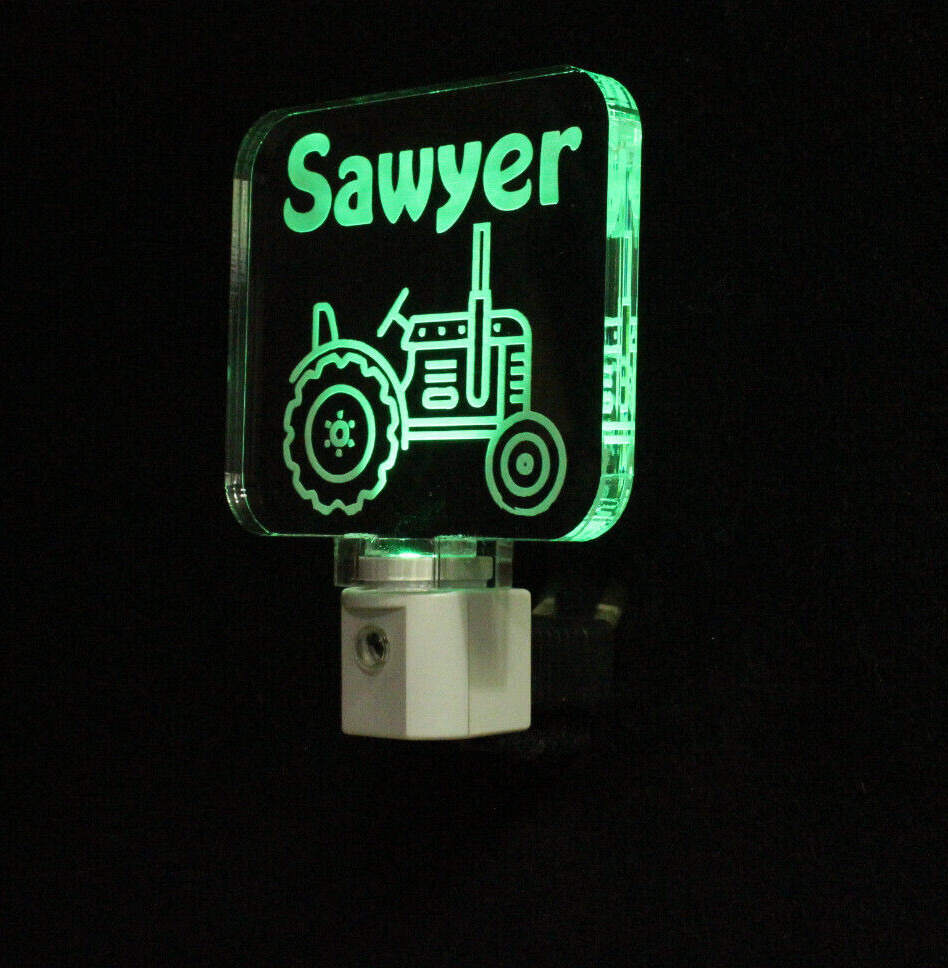 Personalized Kids Tractor night light, boys bedroom decor