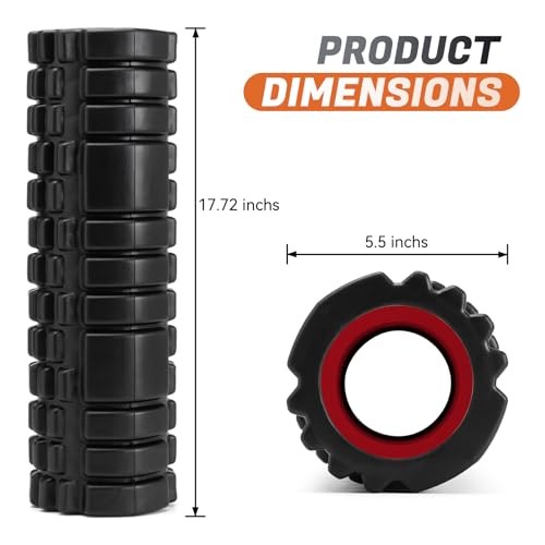 Foam Roller for Deep Tissue Massager, 18" Trigger Point Foam Roller, Black