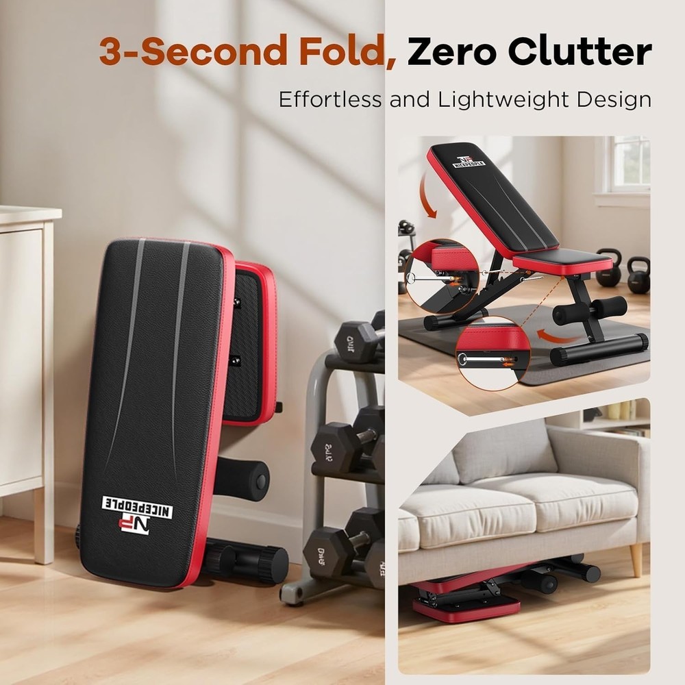 Basic Weight Bench for Home Gym,8 Backrests Adjustable Bench with 660LBS