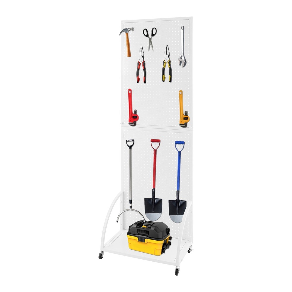 Durable Mobile Pegboard Display Stand with Wheels for Retail & Tools