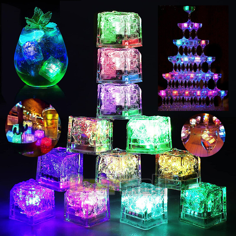 Light Up Ice Cubes Bulk, 12-48 PCS Led Ice Cubes for Drinks with Changing Lights