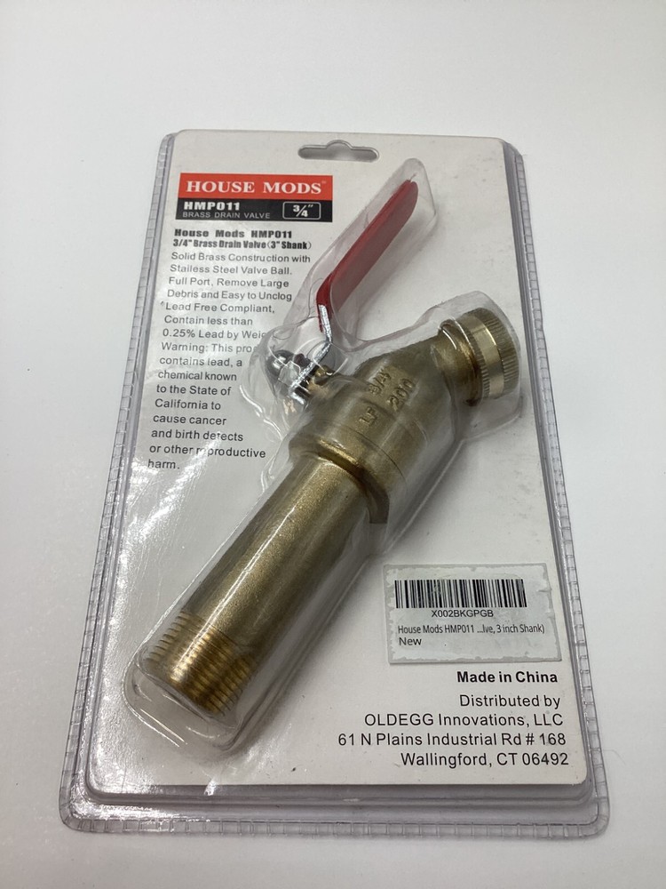 House Mods Genuine OEM HMP011 3/4" Brass Drain Valve (3" Shank) Stainless Steel