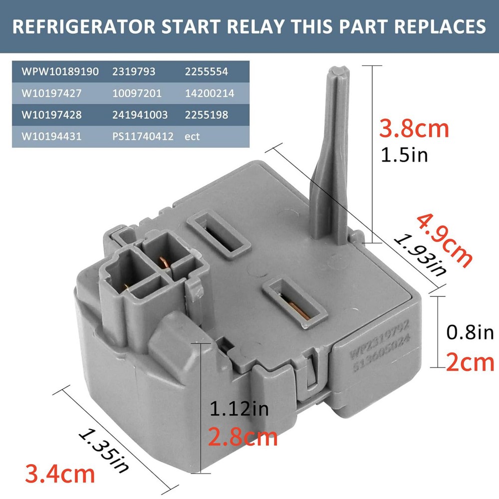 2319792 Refrigerator Compressor Start Relay Device Run Capacitor For Whirlpool