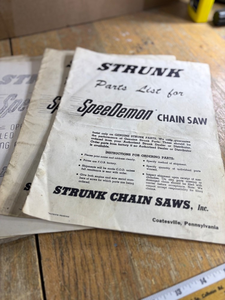 Strunk chainsaw Manual Price list brochure
