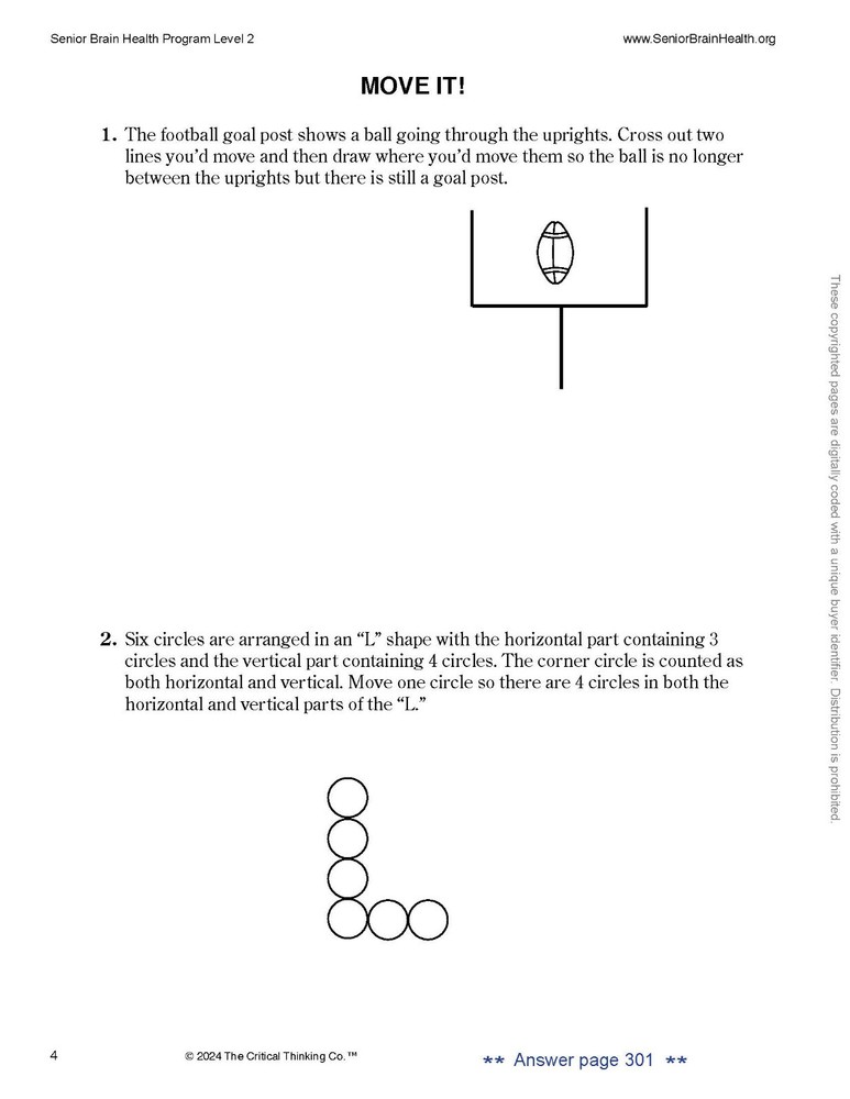 Senior Brain Health Research-Based Problem-Solving Puzzle/Activity Level 2 Book