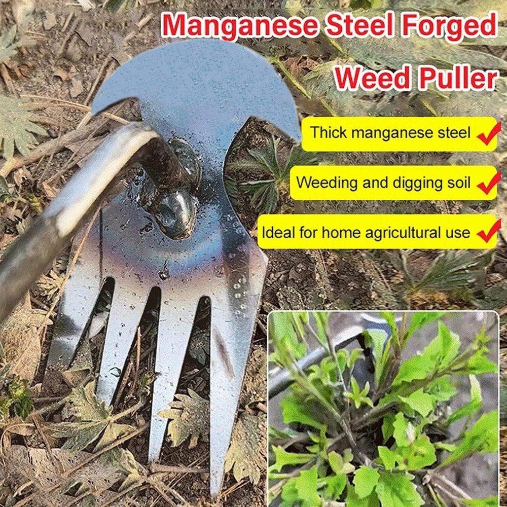 New Durable Garden Weed Pulling Tool, Portable for Gardening (Black Handle)