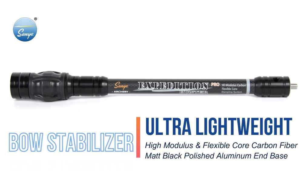 Archery Bow Stabilizer for Compound Bows - Carbon Fiber, Flexible Core, Damping