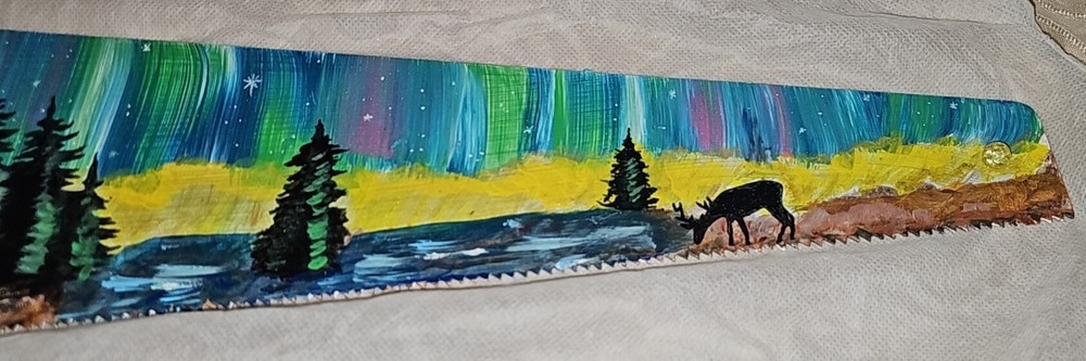 Northern Lights Handpainted Saw