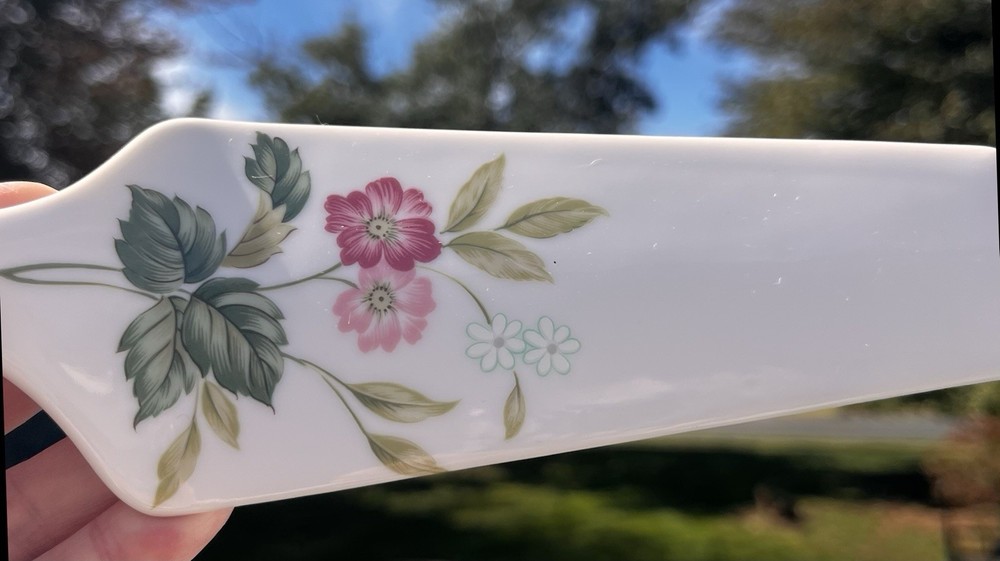 Cake Pie Server Andrea By Sadek Spring Night Floral Ceramic White Wedding Party