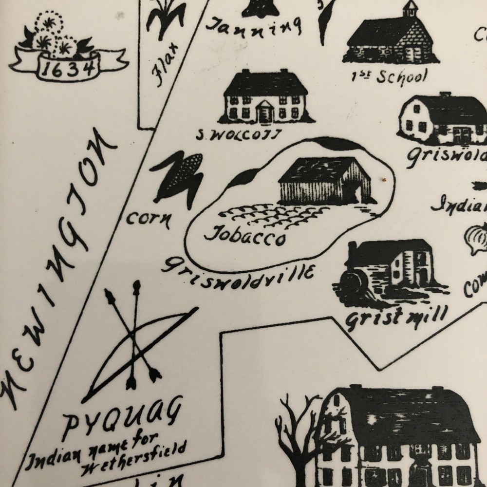 Vintage Tile Historical Map Wethersfield CT