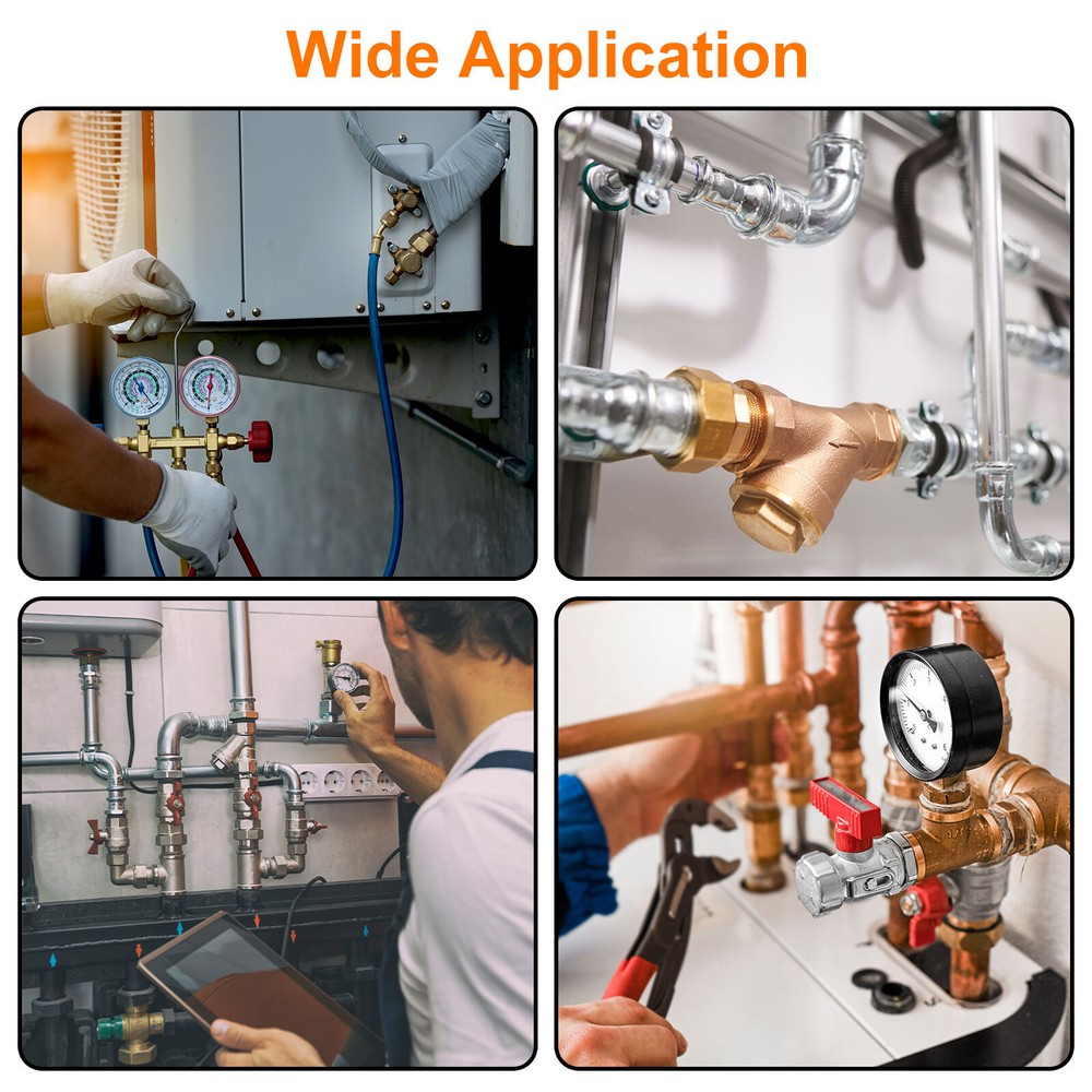 Brass Tee Pipe Fitting, G1/8" 3 Way T-Connector Fitting Coupler Adapter, 2pcs