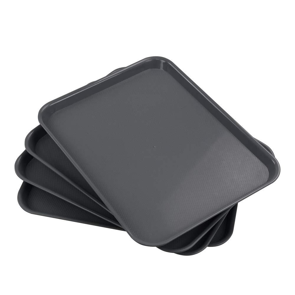 Plastic Fast Food Trays Cafeteria Trays Grey 4PCS Serving Durable Stackable