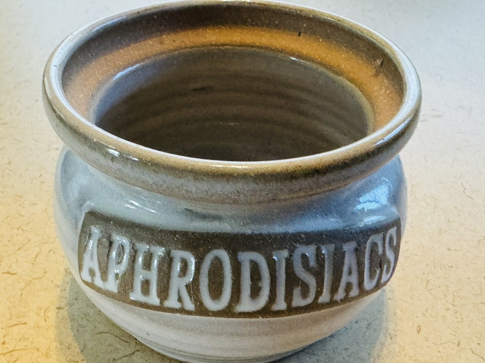 Glazed Aphrodisiacs Pottery Glazed Trinkets Jar Signed Container