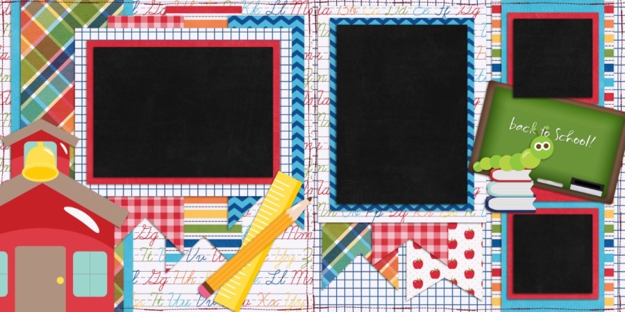 BACK to SCHOOL - Premade Scrapbook Pages - EZ Layout 370