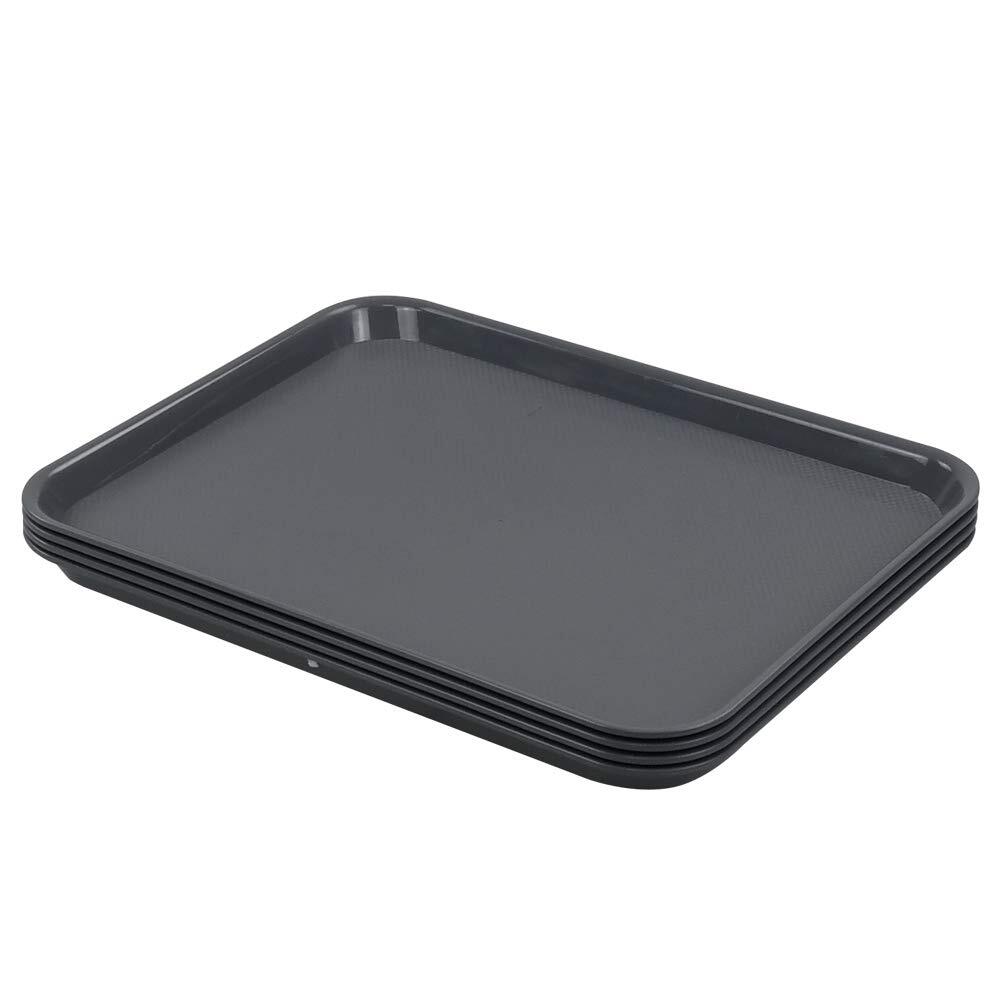 Plastic Fast Food Trays Cafeteria Trays Grey 4PCS Serving Durable Stackable
