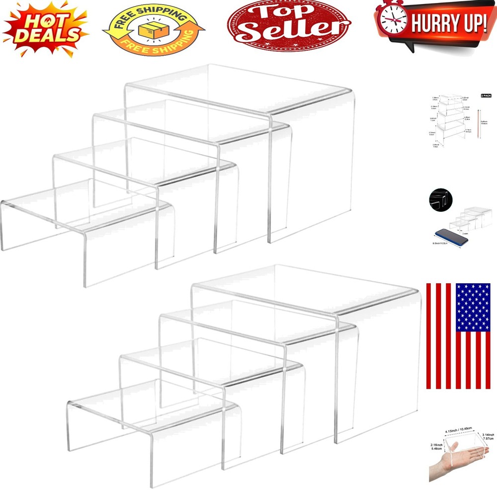 8-Piece Clear Acrylic Display Risers Set