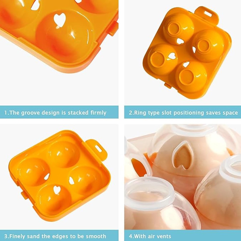 4 Girds Egg Holder Container, Plastic Egg Storage Box Shockproof Protection, ...