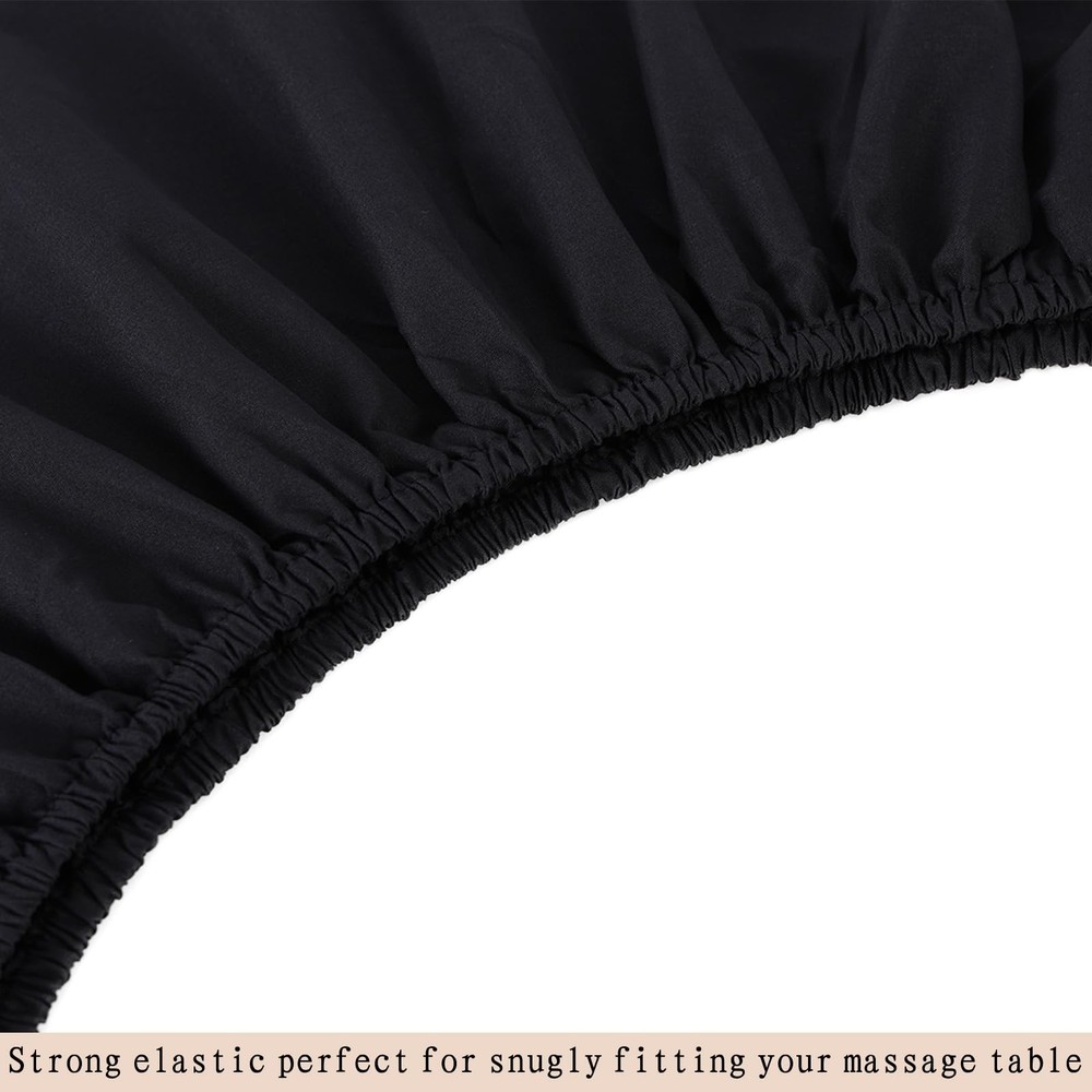Massage Sheet Set 3 Piece Microfiber Set Fitted Flat Face Rest Cover Black