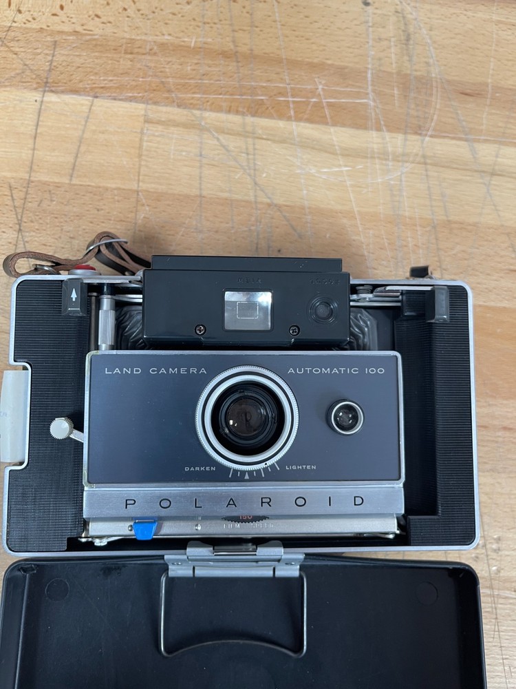 Polaroid Land Camera Automatic 100 Complete Kit w/ Flash, Bulbs, Timer, Case Vtg