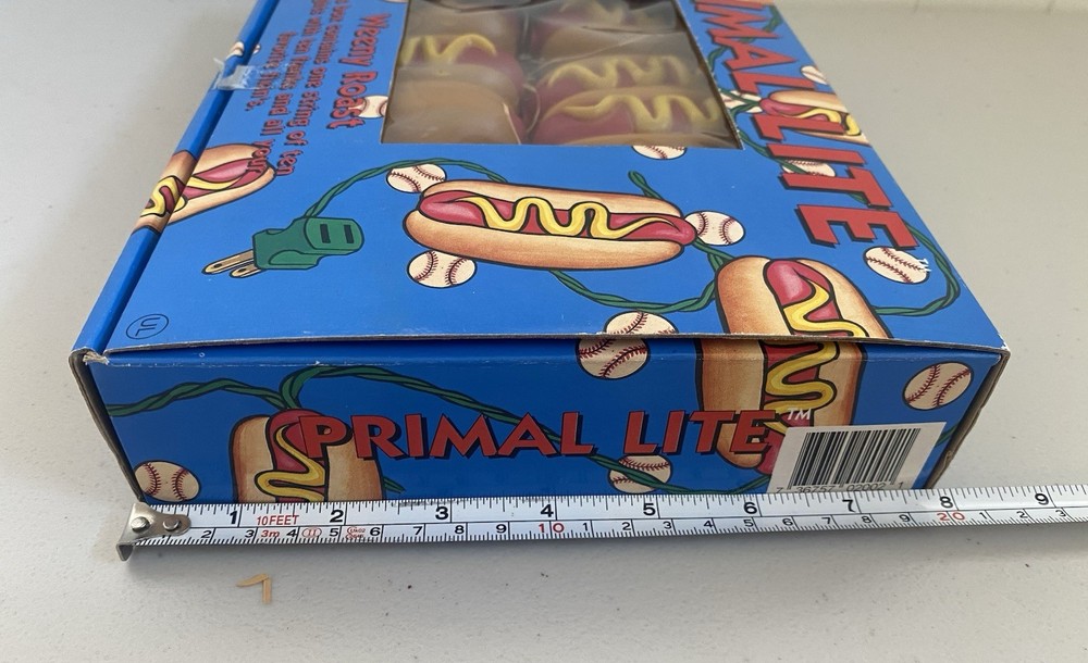 Vintage Primal Lite Weeny Roast String Lights Hot Dog Set 1993 Box