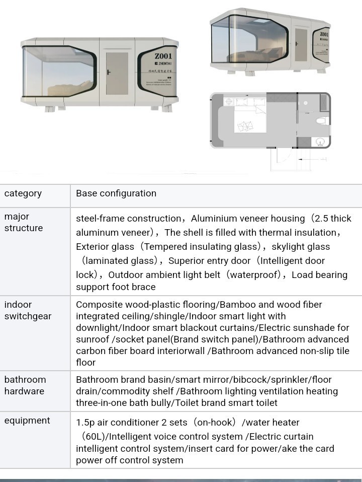 Mini Luxury Space Capsule Container Ready made Smart Homes 8.5meter