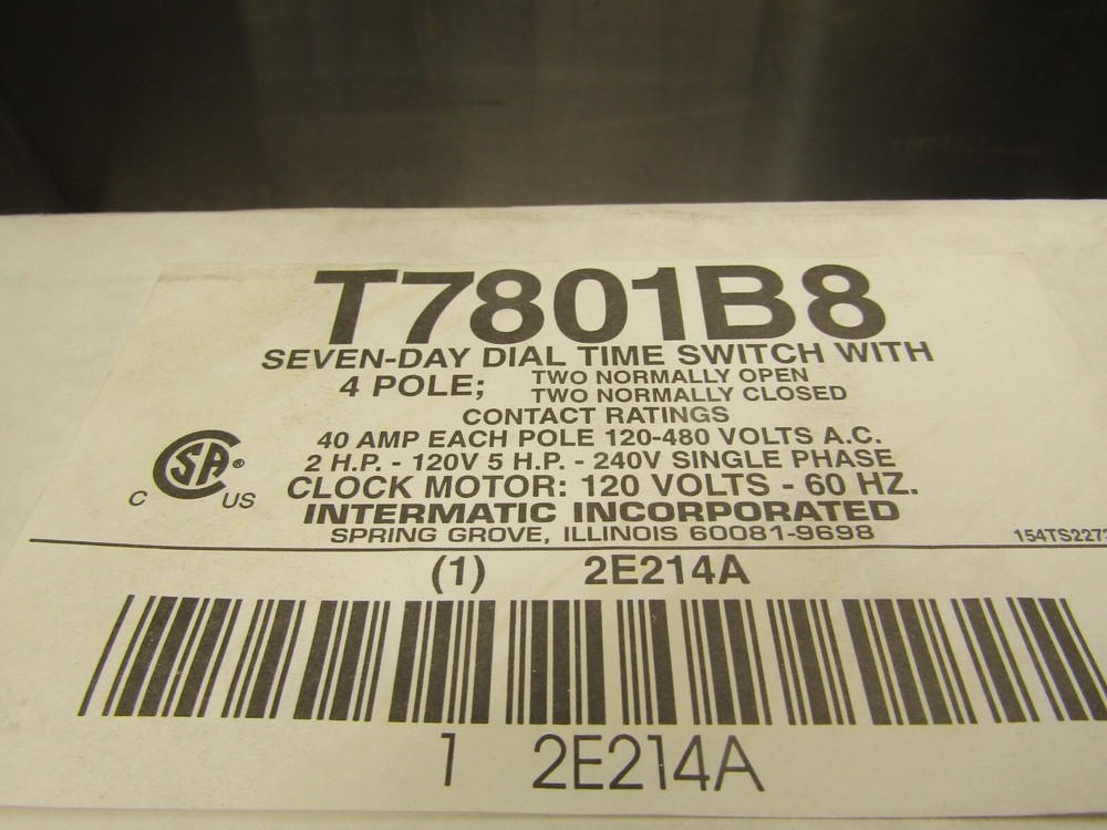 Intermatic T7801B8 Seven Day Dial Time Switch