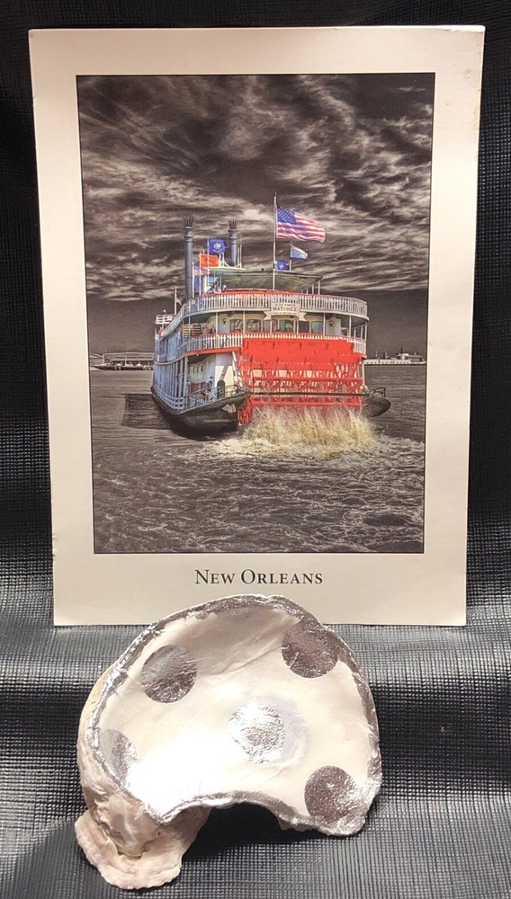 Seashell Nautical Home Decor Polka doted Unique Oyster SeaShell Ring Dish Holder