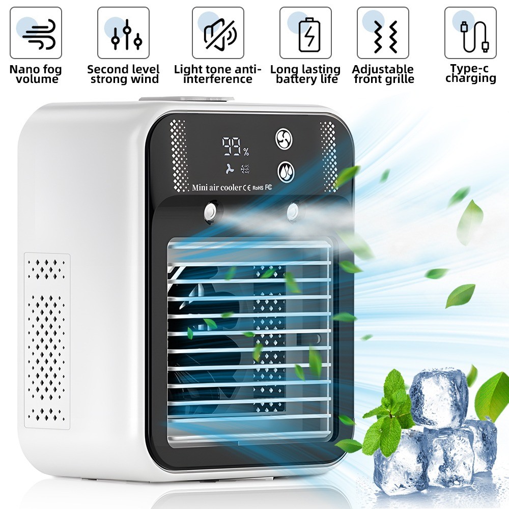 Evaporative Air Cooler 3-in-1 Portable Air Conditioner Humidifier 2 Speeds Fan
